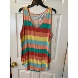 Torrid Super Soft Knits Tank Top Womens 3 Multi Color Striped V-Neck Sleeveless